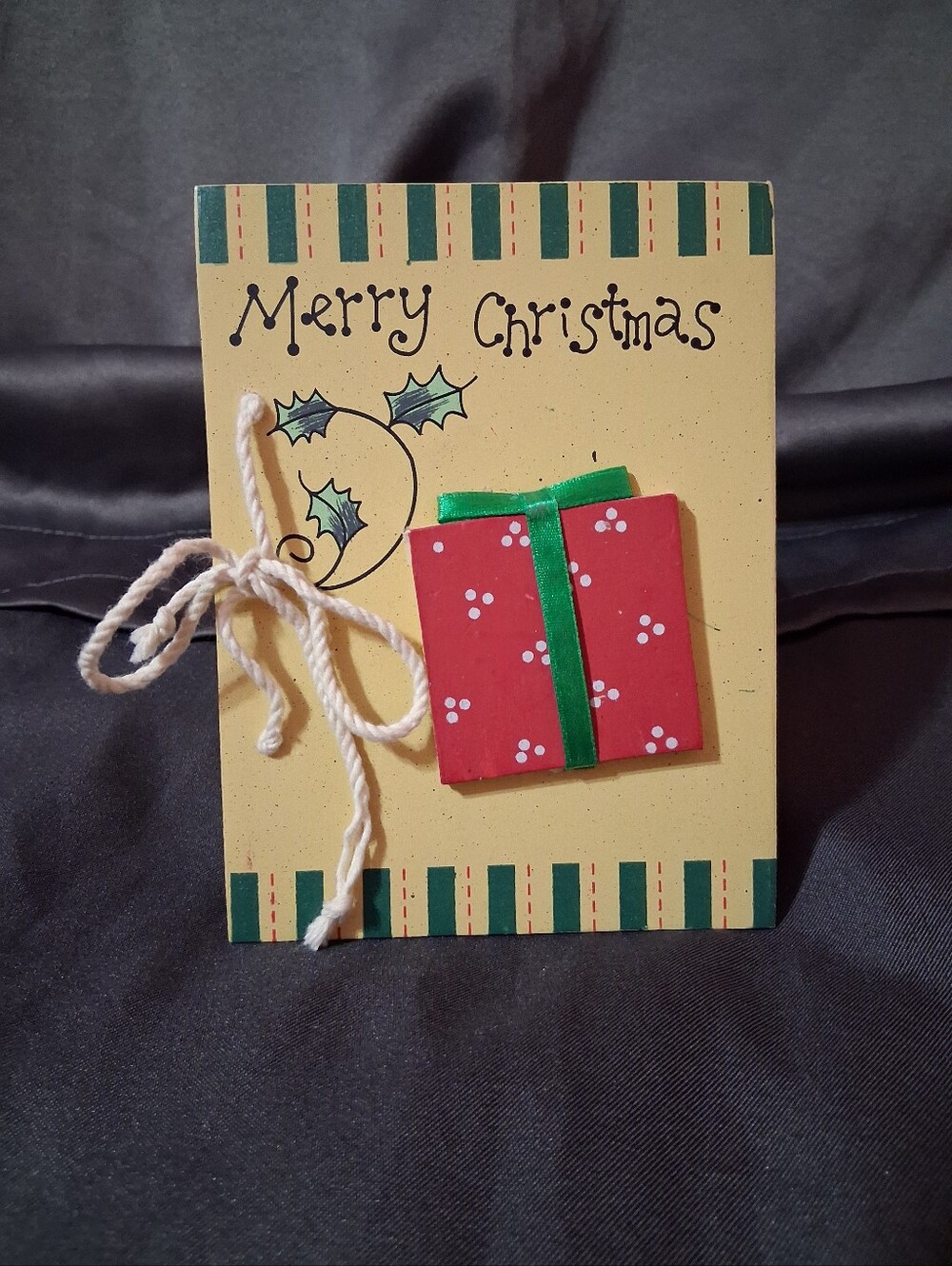 Handcrafted Wood Christmas Pic Album/Rustic Holiday Memory/Card Keeper Vtg